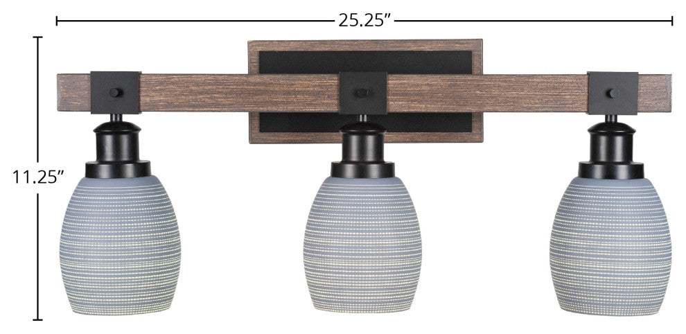 Tacoma 3-Light Bath Bar, Gray Matrix