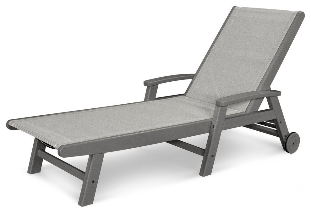 Coastal Chaise With Wheels, Slate Gray / Metallic Sling