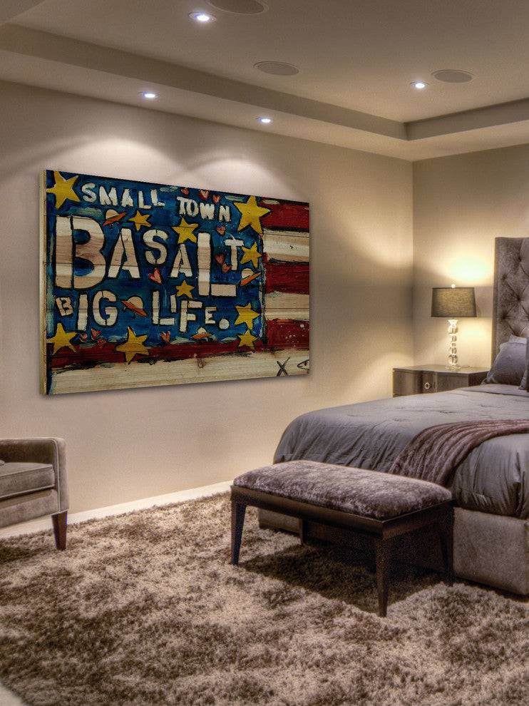 "Basalt Flag" Print on Natural Pine Wood by Tori Campisi Painting