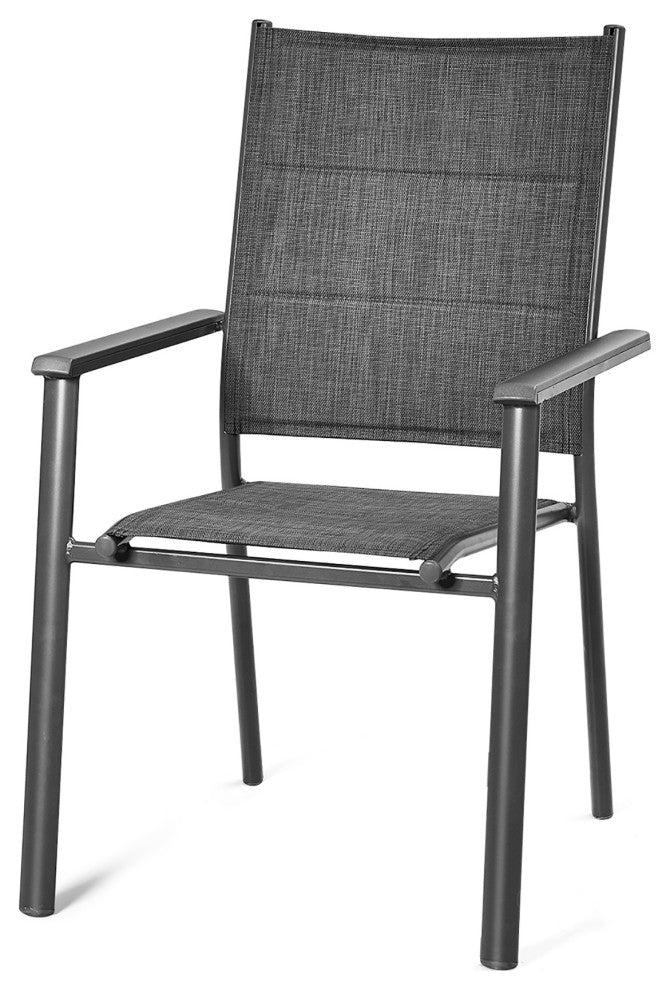 Costway Set of 4 Patio Dining Chair Stackable Padded Armrest No Assembly