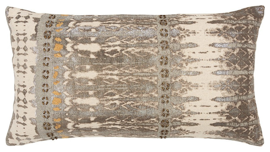 Gray Beige Tribal Distressed Lumbar Pillow
