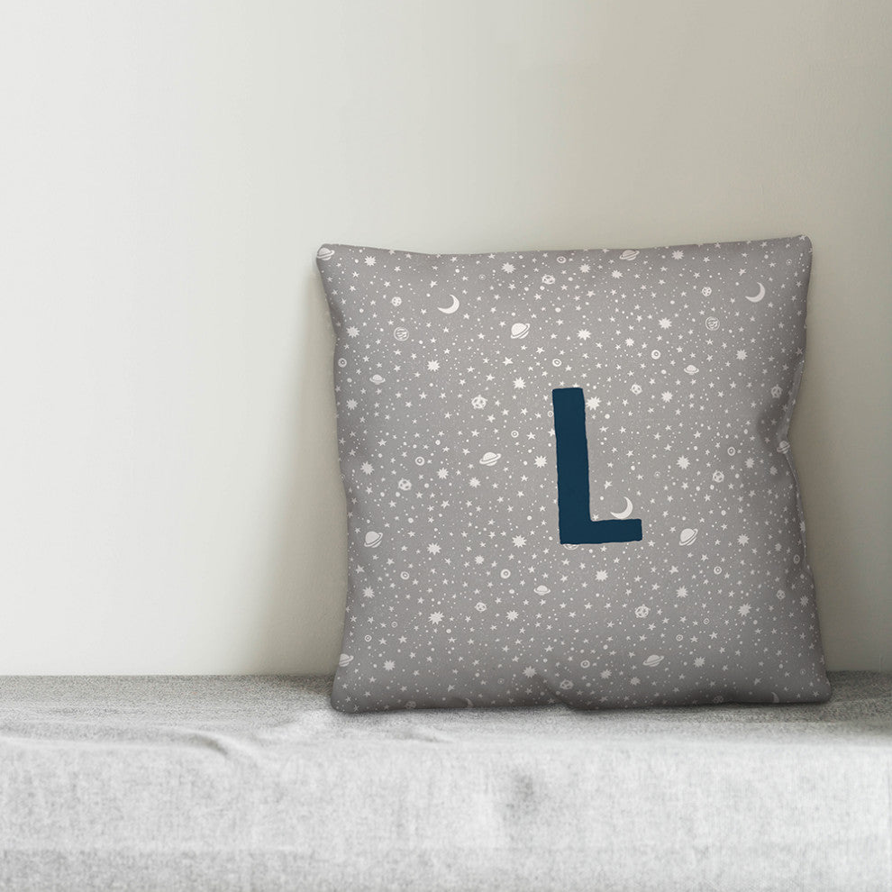 Monogram L Space Doodle 16x16 Spun Poly Pillow