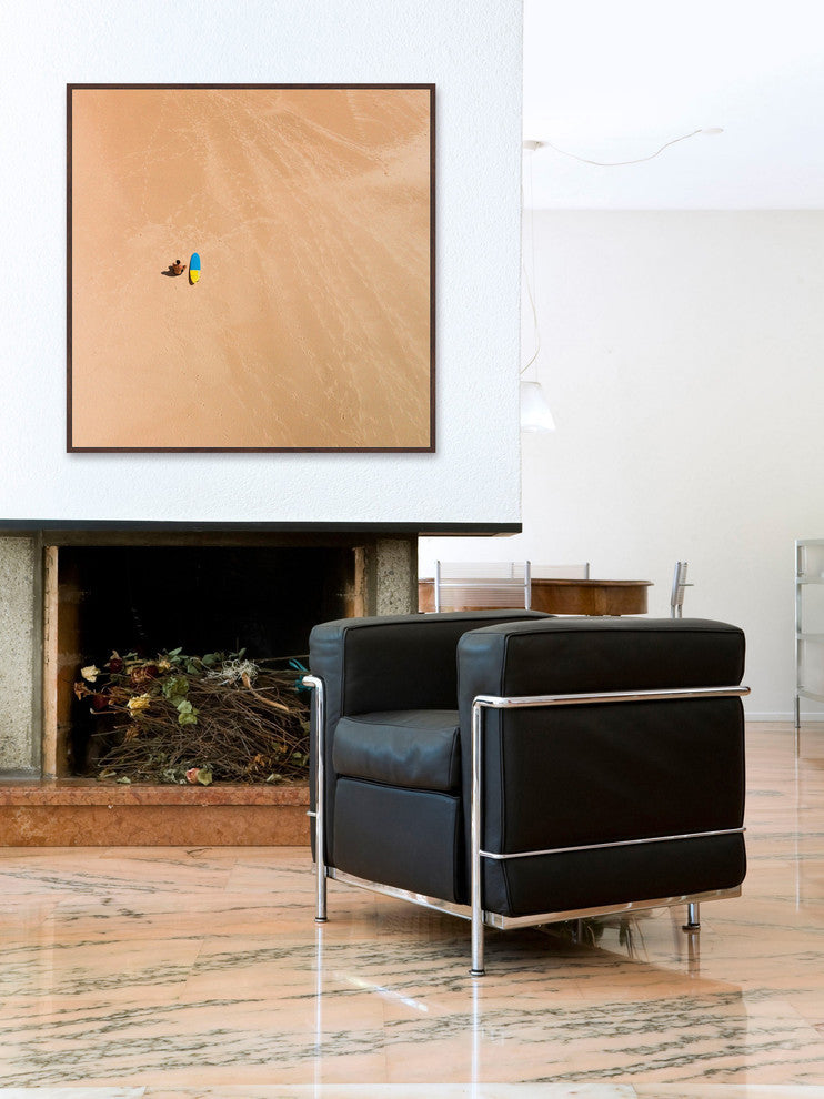 "Lone Surfer" Floater Framed Painting Print on Canvas, 48"x48"
