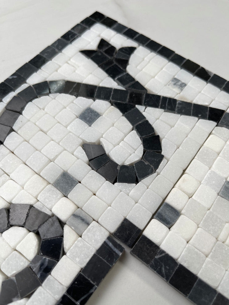 Marble Mosaic Border Listello Tile Garden Nero 4.7x20.5 Polished, 1 piece