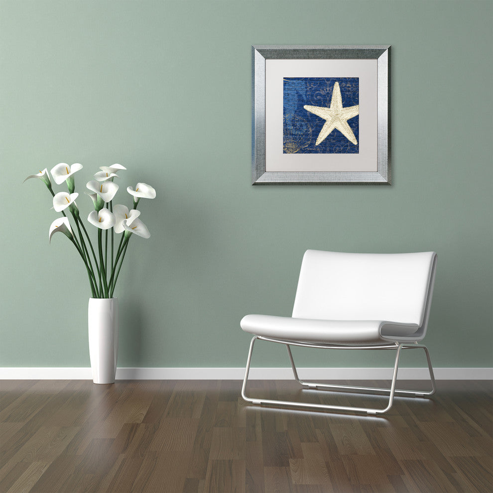 'Coastal Moonlight I Teal' Silver Framed Canvas Art by Pela Studio
