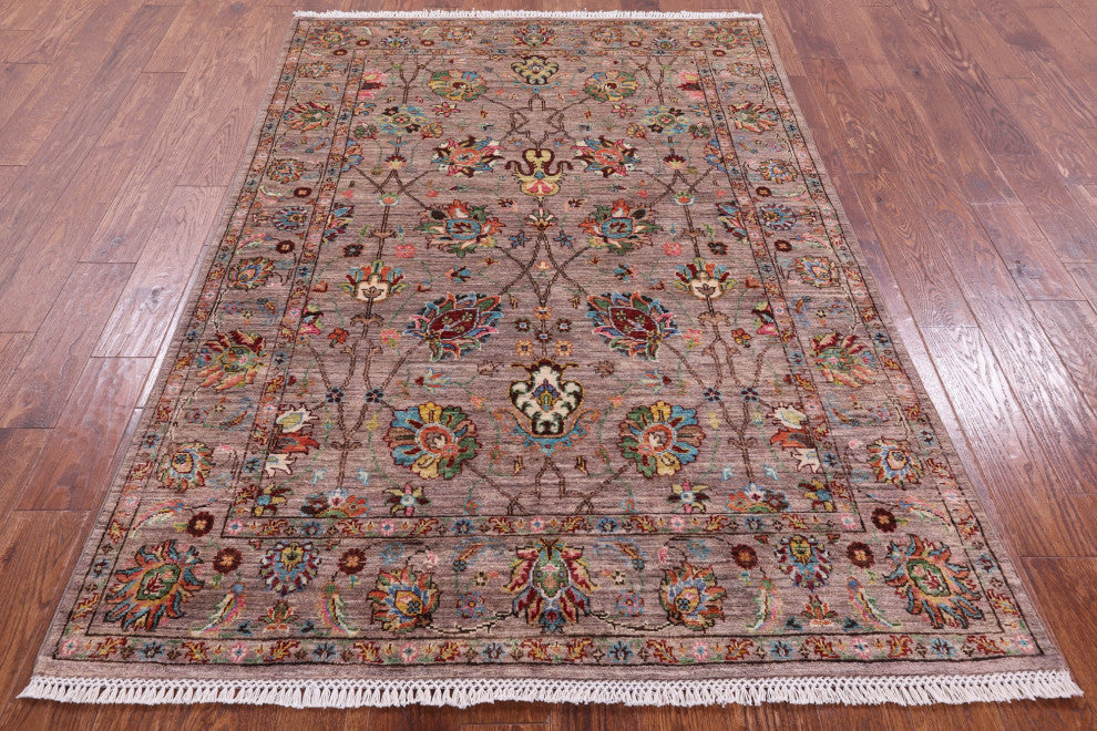 4' 10" X 6' 11" Persian Tabriz Handmade Wool Rug Q11328