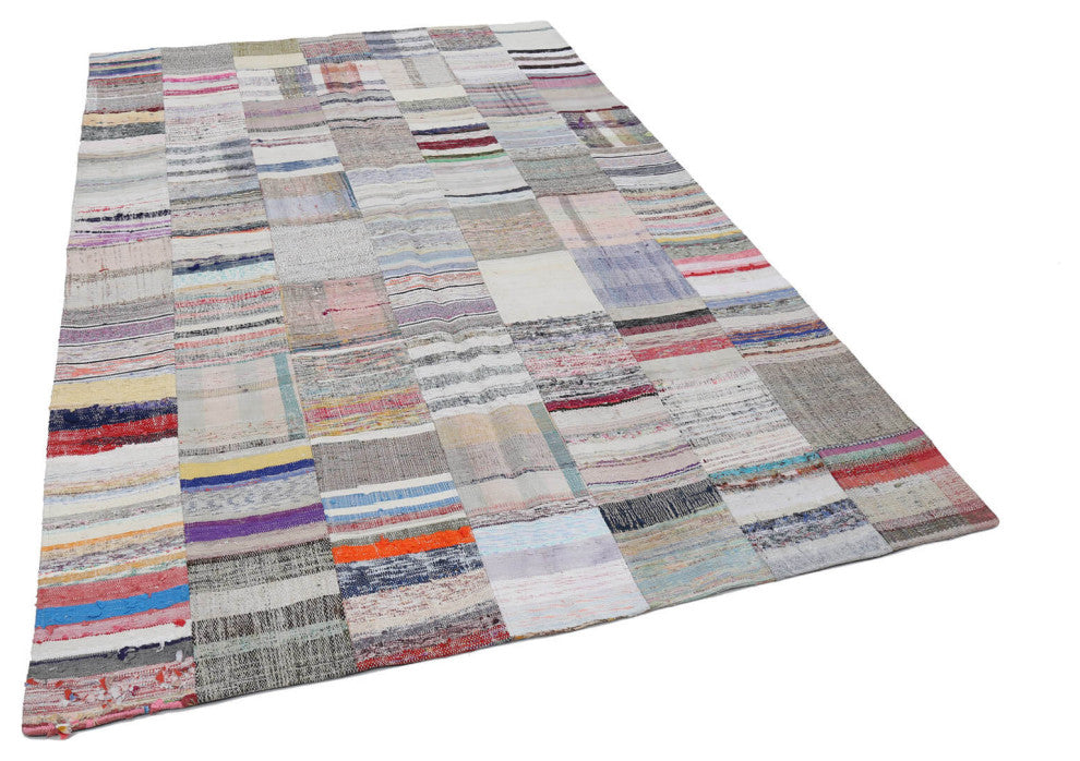 Rug N Carpet - Handmade Anatolian 6' 7'' x 9' 10'' Tribal Patchwork Kilim Rug