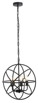 4-Light Industrial Geometric Frame Pendant Lighting Chandelier, Black