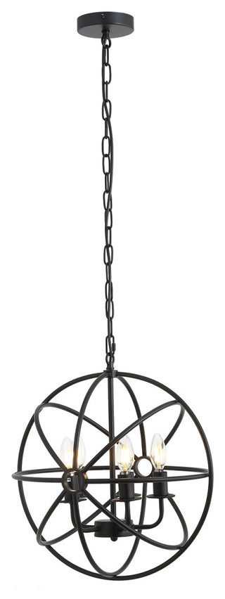 4-Light Industrial Geometric Frame Pendant Lighting Chandelier, Black
