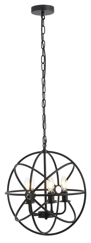 4-Light Industrial Geometric Frame Pendant Lighting Chandelier, Black