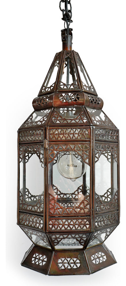 Moorish Tin and Clear Glass Lantern
