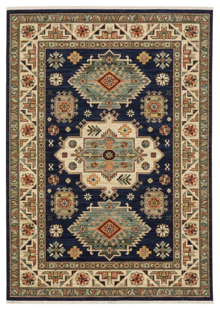 Oriental Weavers Lilihan 532B6 Medallion Rug, Navy, 3'3"x5'