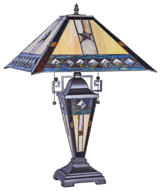 TRISTAN Tiffany-style 1 Light Double Lit Table Lamp 16inches Wide