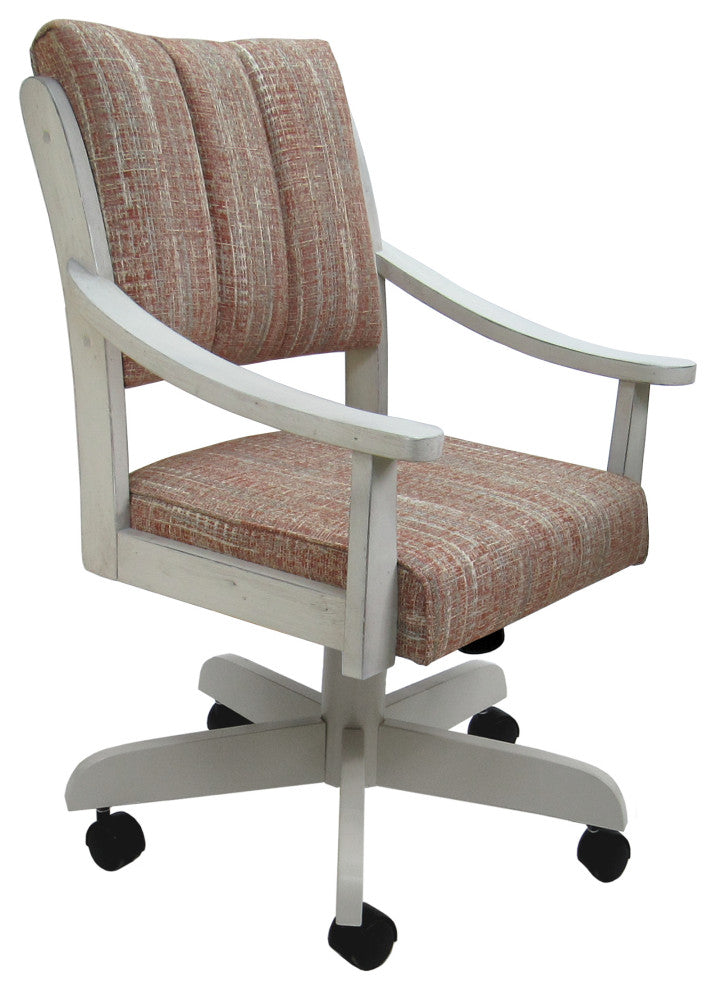 Swivel Wood Dining Caster Chair with Wheels - Casa, Watusi Madder - Antigue White