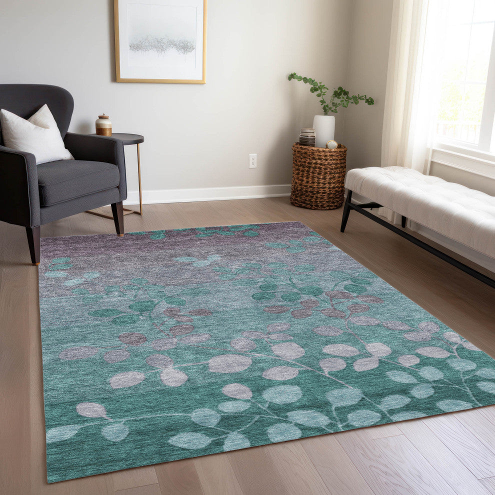 Machine Washable Indoor/Outdoor Chantille ACN1900 Teal 8' x 10' Rug