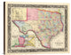 "County Map Of Texas, 1860" Canvas Giclee by Samuel Augustus Mitchell, 30"x24"