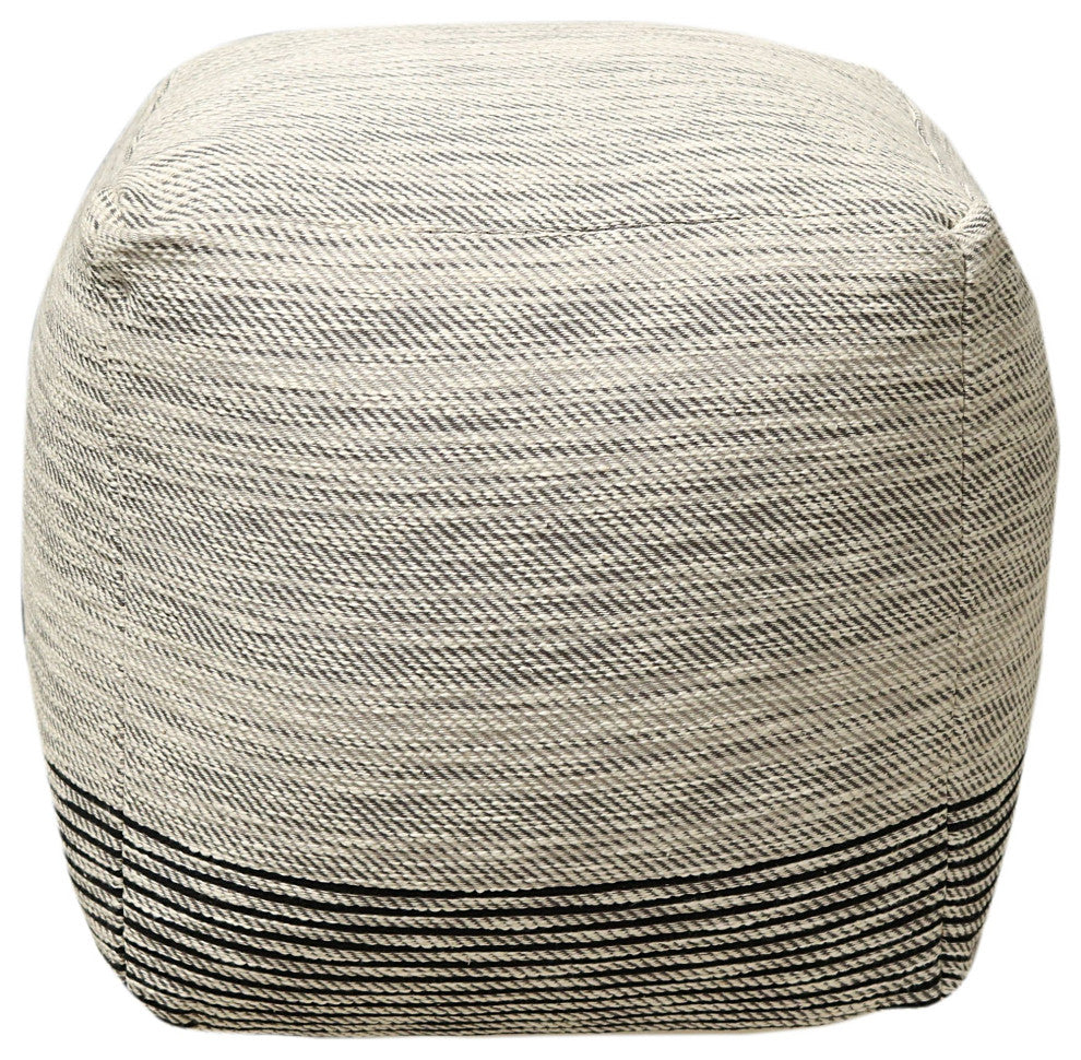 Dark Gray Machine Woven Kimo Pouf, 18" Cube