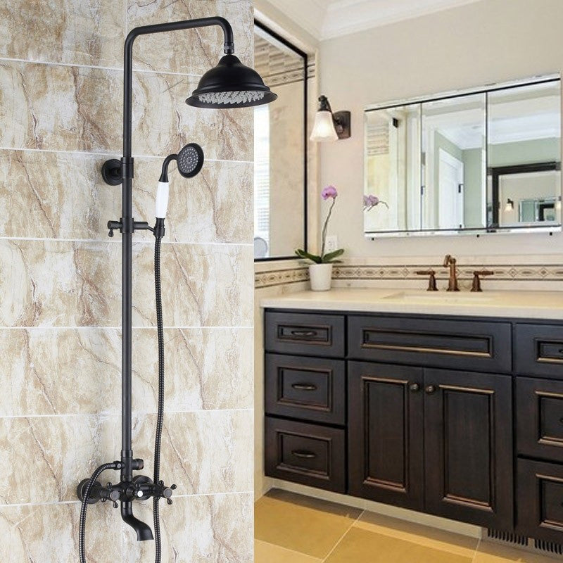 Vintage Bathroom Exposed Rainfall Shower System Handheld Shower Antique Black