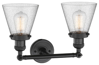 Small Cone 2-Light LED Bath Fixture, Matte Black, Glass: Seedy