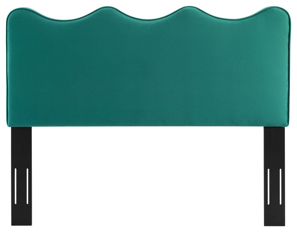 Headboard, Full Queen Size, Velvet, Teal Blue, Modern Contemporary, Bedroom