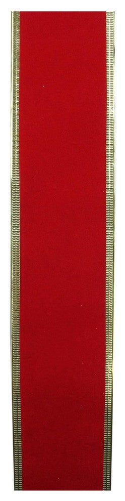 Solid Bright Red Gold Wired Christmas Craft Ribbon