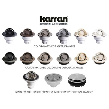 Karran USA QX-680 Quartz Top Mount Sinks 18" Undermount Single - Grey