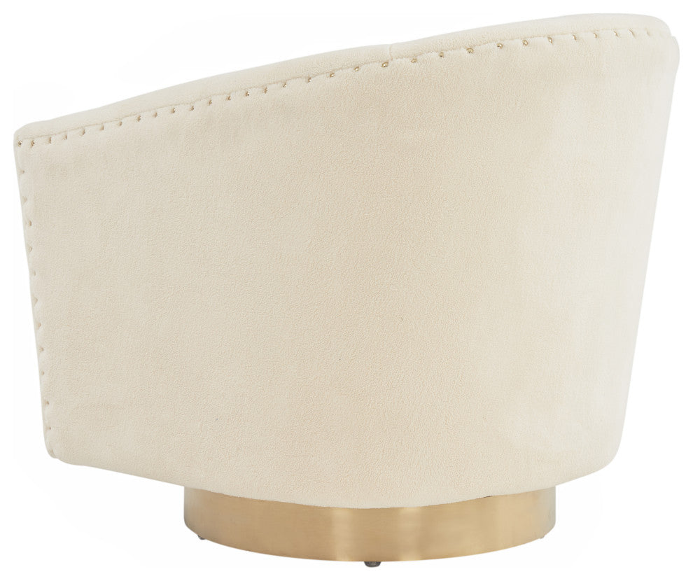 Safavieh Couture Clara Quilted Swivel Tub Chair, Ivory