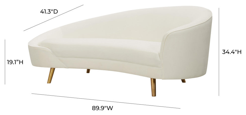 TOV Furniture Cleopatra Cream Velvet Sofa