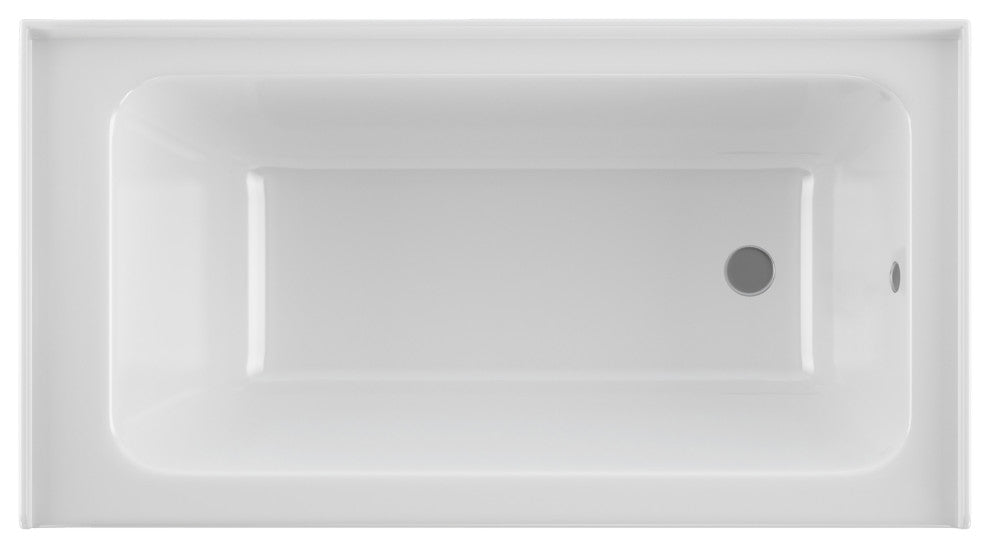 PULSE Tubs White 100% Acrylic Alcove Tub, 30"D, Right