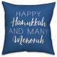 Many Menorah 16"x16" Throw Pillow