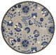8 Round Natural and Blue Indoor Outdoor Area Rug