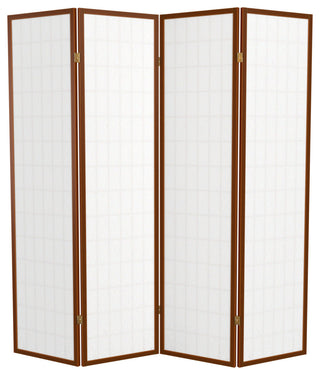 6' Tall Window Pane Shoji Screen, Walnut, 4 Panels