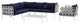 Modway Harmony 7 Piece Outdoor Patio Aluminum Sectional Sofa Set, White Navy