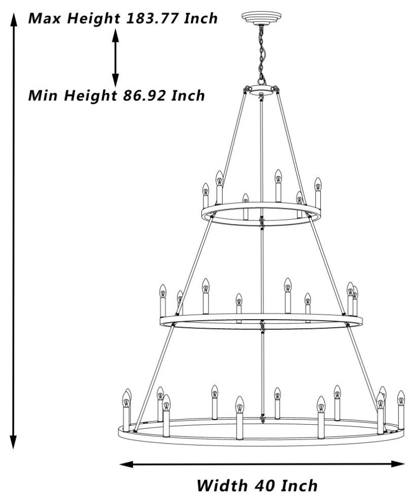 26-Light Candle Style Wagon Wheel Chandelier