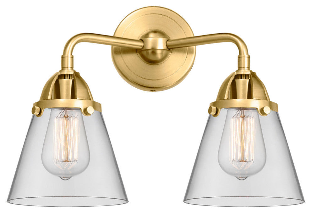 Small Cone Bath Vanity Light, Satin Gold, Clear, Clear