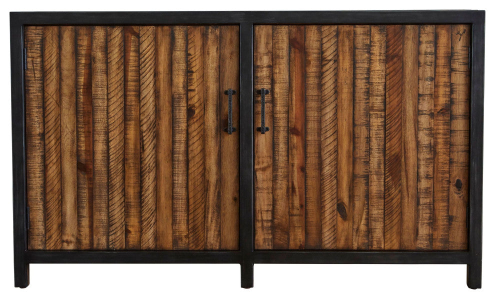 Urban Frontier 57" Pine & Iron Sideboard Server With Hidden Drawers