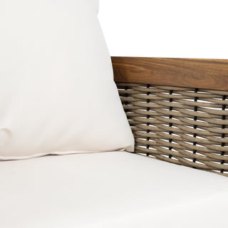 Alden Outdoor Acacia Wood Club Chairs with Cushions, Set of 2, Teak + Beige