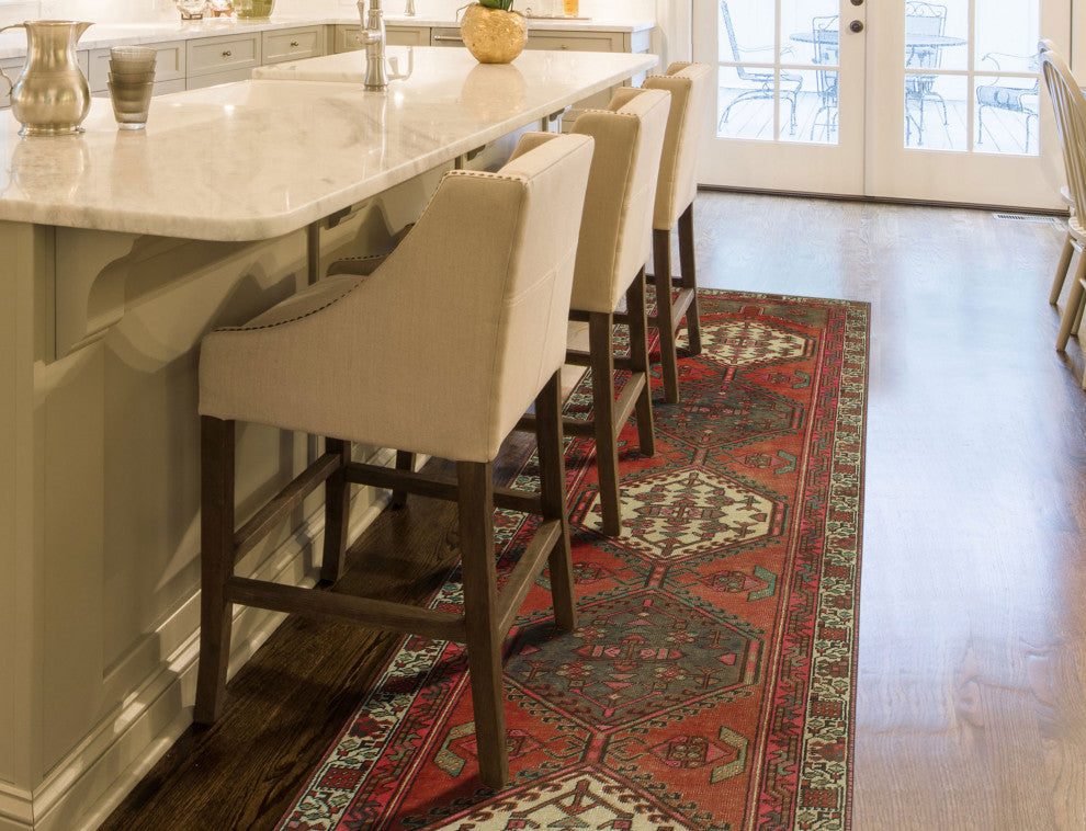 Fine Vintage Distressed Flora Rust/Ivory Runner, 2'10x10'2