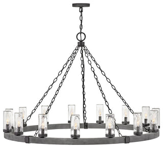 Hinkley Sawyer Outdoor Chandelier, Aged Zinc, 15 Light