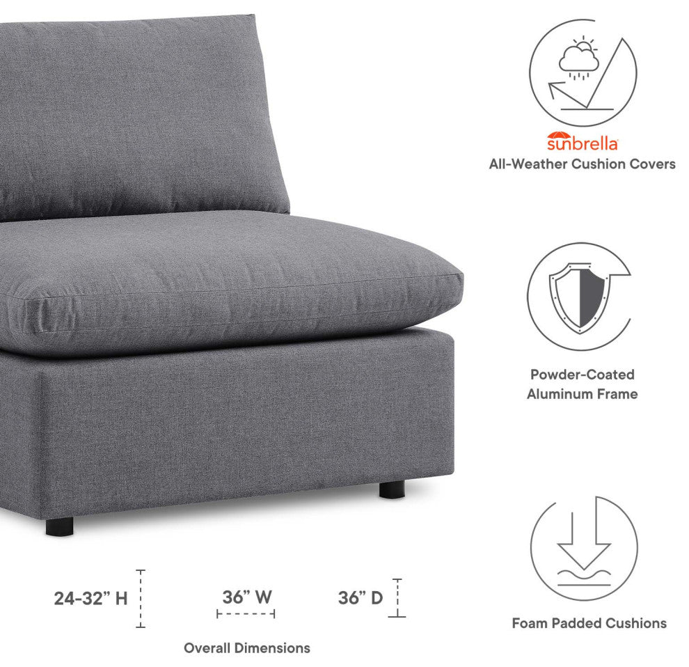 Lounge Sofa Middle Chair, Sunbrella, Gray, Modern, Outdoor Hospitality