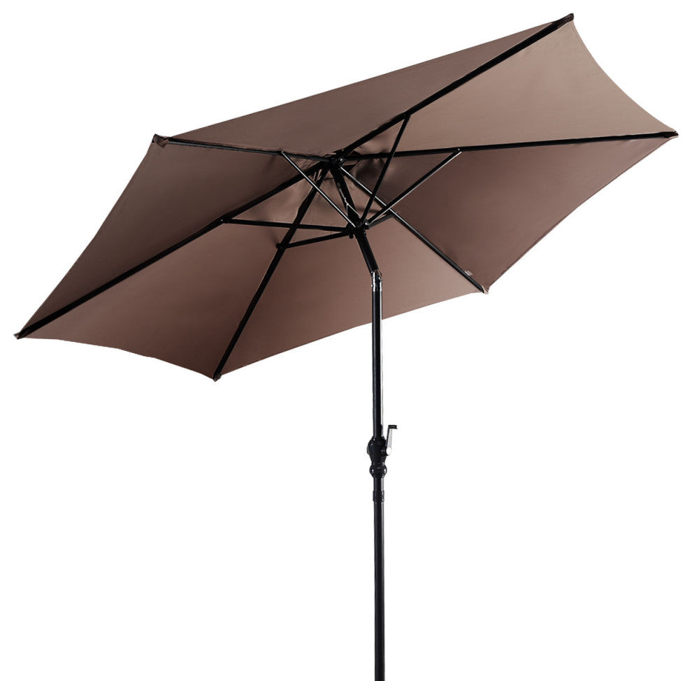Costway 9ft Patio Umbrella Patio Steel Tilt w/ Crank Outdoor Yard Garden (Tan)