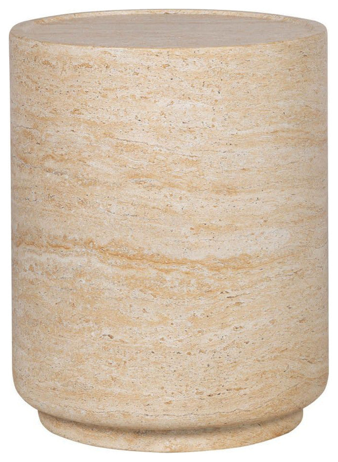 Courtyard Concrete Side Table, Light Travertine