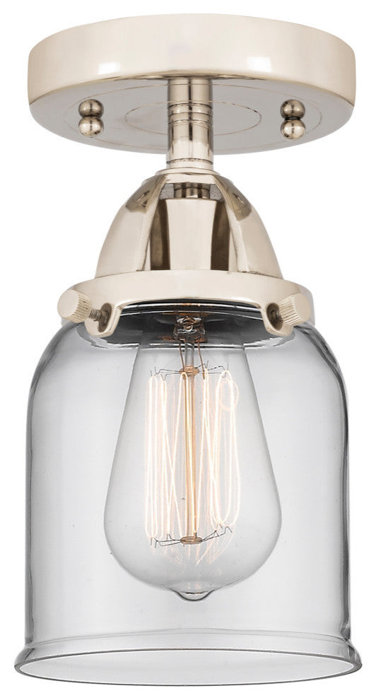 Small Bell Semi-Flush Mount, Polished Nickel, Clear, Clear