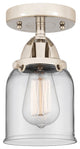 Small Bell Semi-Flush Mount, Polished Nickel, Clear, Clear