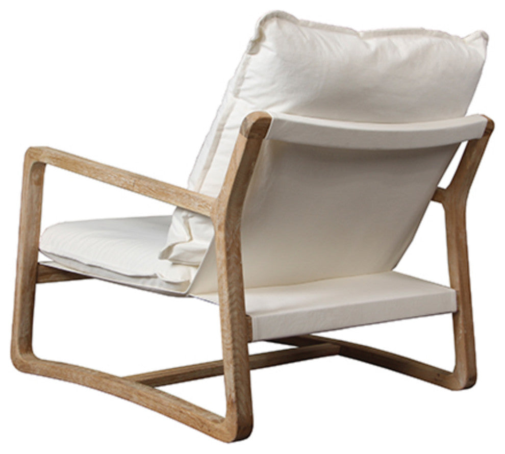 Oak Frame & White Cotton Chair