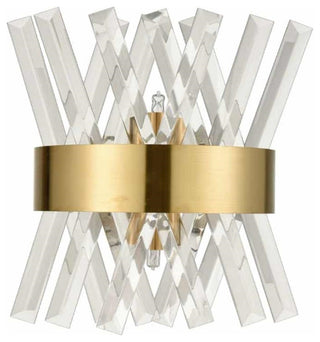 Modern Brass Crystal Wall Sconce Lighting Fixture 2 Pack