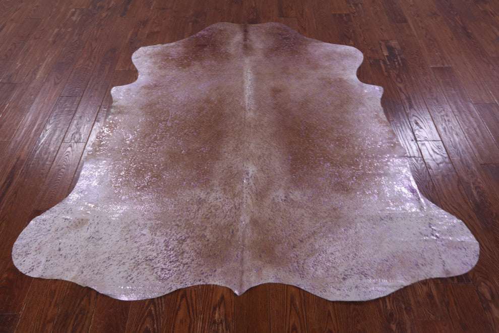 6' 1" X 6' 2" Pink Metallic Cowhide Rug C2117
