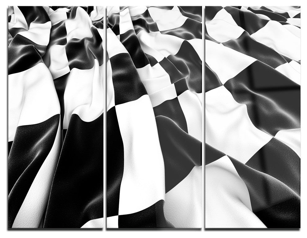 "3-D Checkered Flag" Digital Metal Wall Art, 3 Panels, 36"x28"