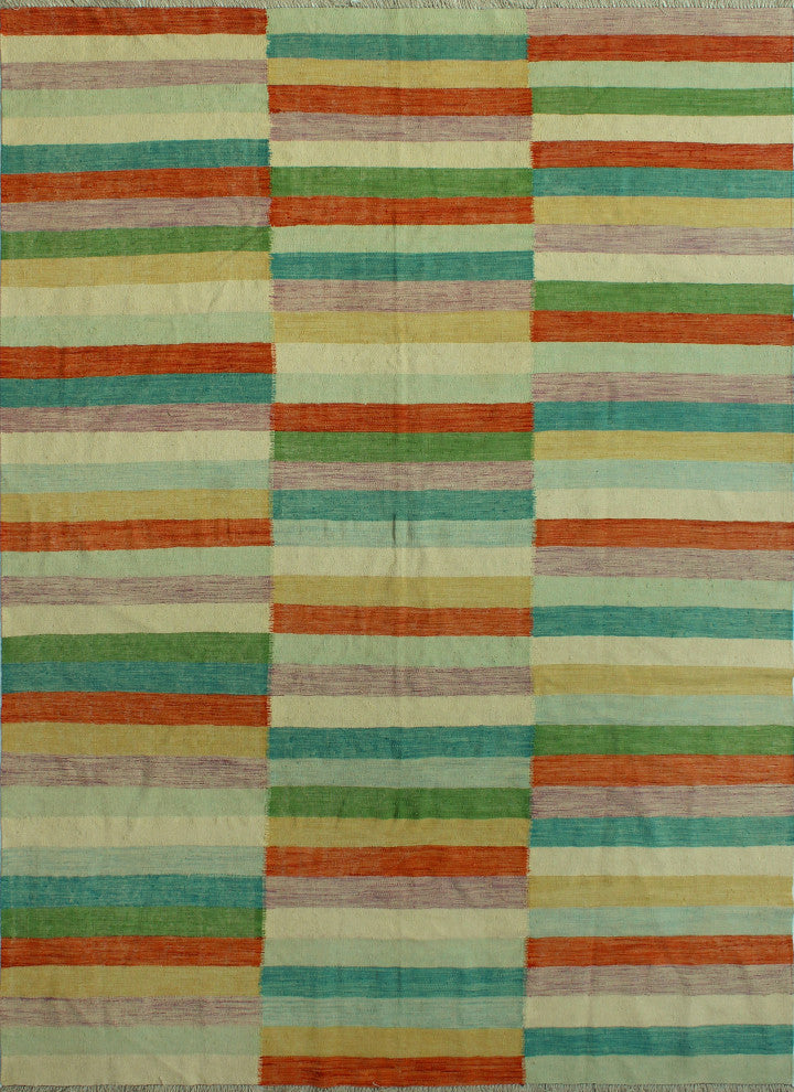 Hand-Woven Winchester Kilim Candis Ivory/Rust Rug, 8'2x11'6