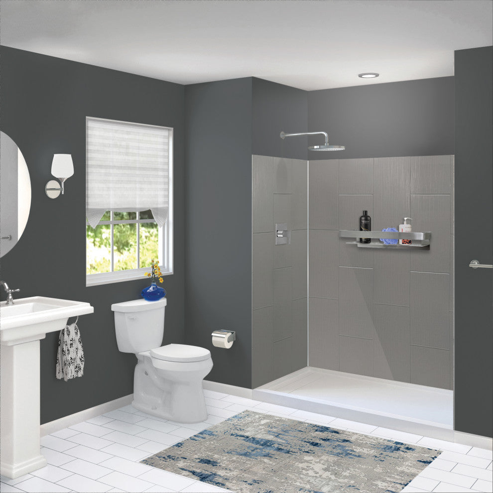 Transolid PWK603672-240 Prodigy 60"x36"x72" Shower Wall Kit, Grey Vertical